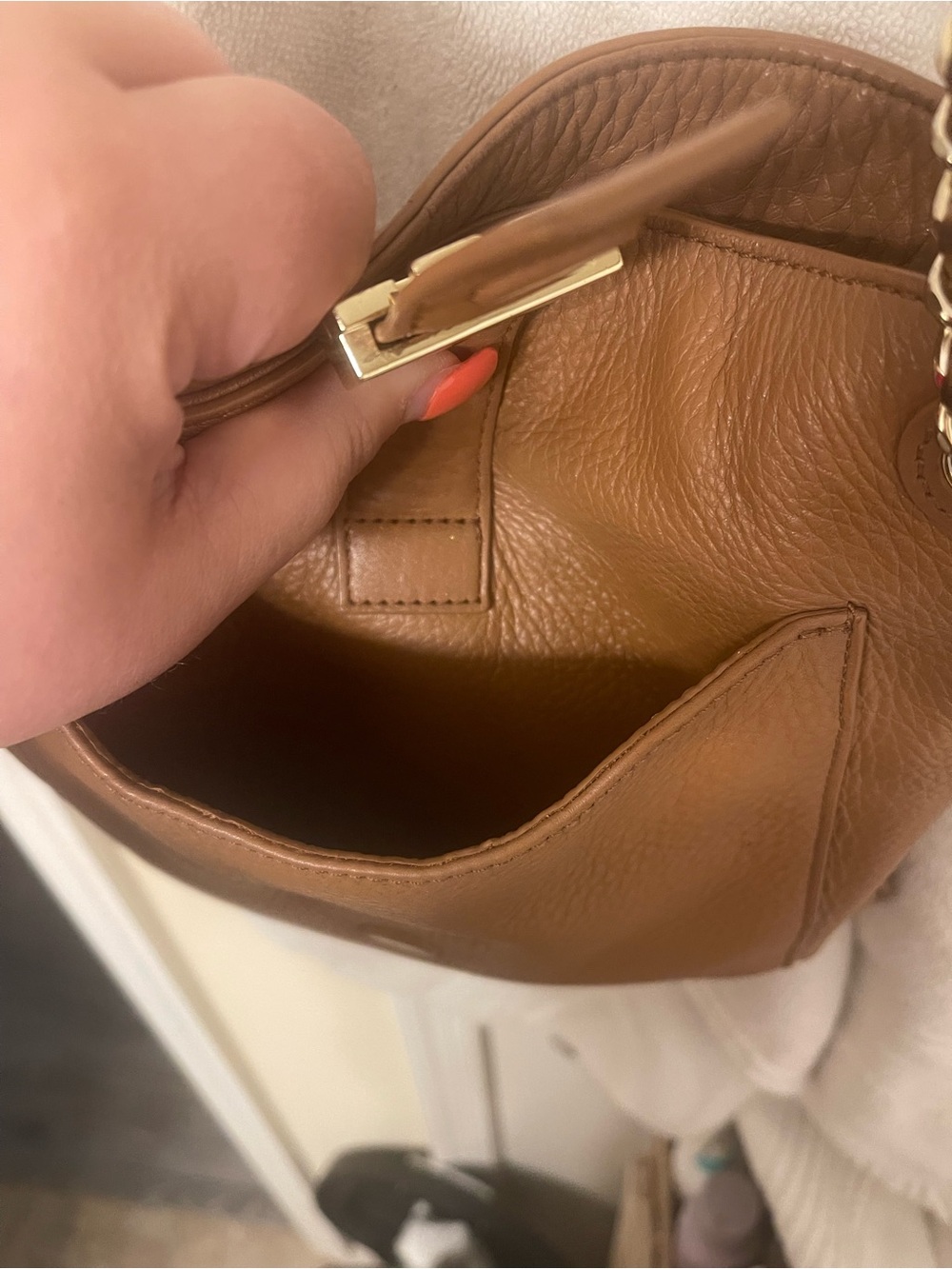 Tory Burch Cognac Leather Chain-Shoulder Bag - Picture 3 of 6